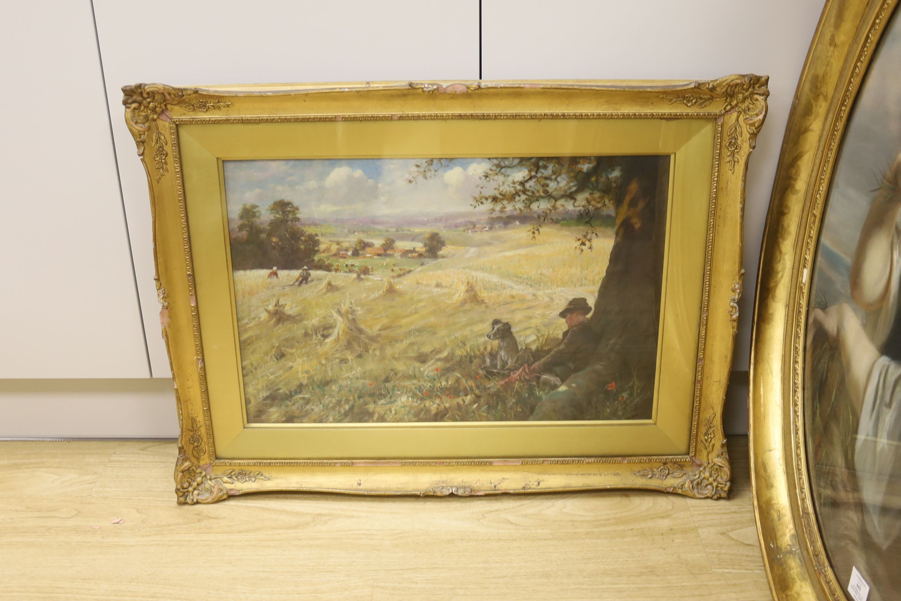 Frederick Thomas Daws (1878-?), oil on canvas, Harvester at rest, signed and dated '21